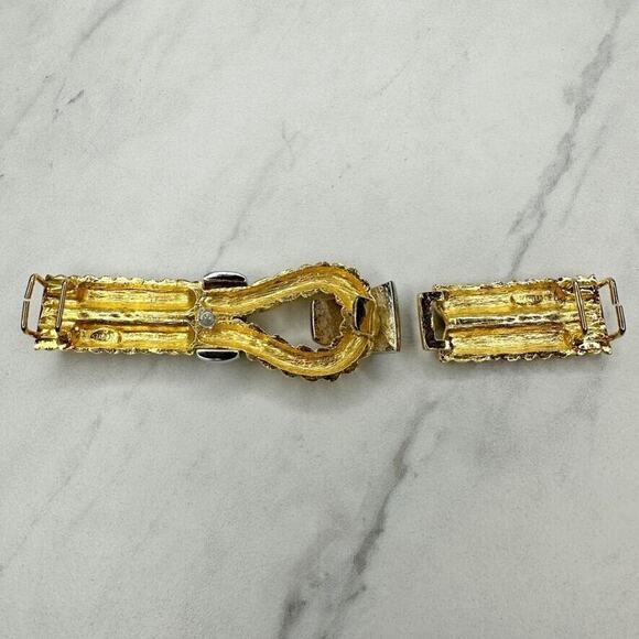 Vintage Gay Boyer Gold Silver Tone 2 Piece Interlocking Belt Buckle ✨ main image 5